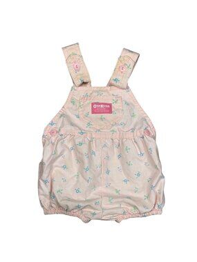 90s Osh Kosh B Gosh Pink Floral Baby Bubble Romper 18M Cotton USA